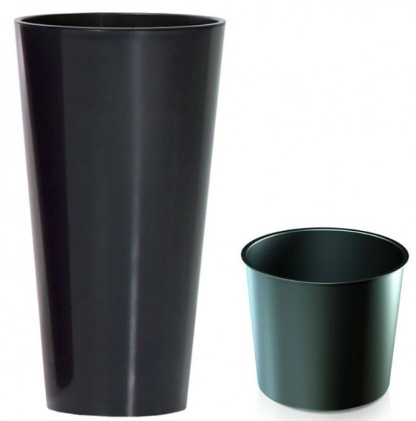 Кашпо PROSPERPLAST Кашпо TUBUS SLIM SHINE DTUS400S-S433 антрацит 2пр 35 и 64л