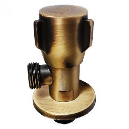 Кран МАК 117 Кран металлокерамика угловой под бронзу 1/2 х1/2 , круглая ручка, с чашкой