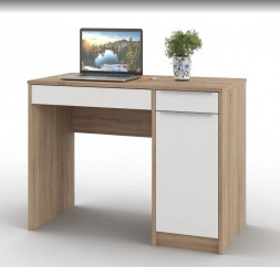 Стол письменный МЕБЕЛЬ-КОМПЛЕКС Нордик исп.2 Дуб сонома светлый/Белая Аляска (1 уп.)