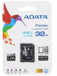 Карта памяти A-DATA 32GB MicroSDHC Class10 UHS-1 + адаптер (AUSDH32GUICL10-RA1)