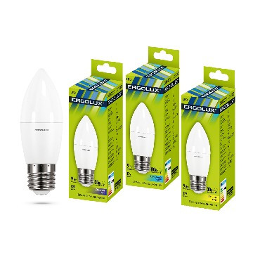 Лампочка светодиодная ERGOLUX (13171) LED-C35-9W-E27-4K