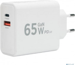 СЗУ CABLEXPERT (21563) 65Вт GaN, QC4.0/PD3.0, 2 порта, белый