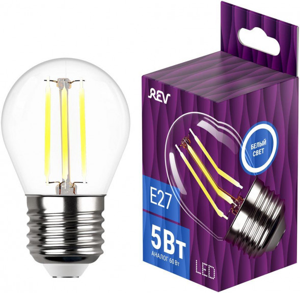 Лампа filament REV 32484 3 G45 5Вт E27 4000K