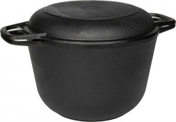 Кастрюля ГАРДАРИКА 1303-4 чугунная 3,0л с крышкой-сковородой