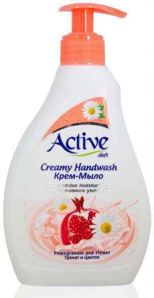 Жидкое крем-мыло ACTIVE Жидкое крем-мыло с витамином B5 "Ромашка и гранат", дозатор, 350 мл (12) Мыло Pink 350 (511801642)