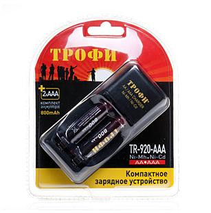 Аккумулятор ТРОФИ TR-920 AAA компактное + 2 HR03 800MAH