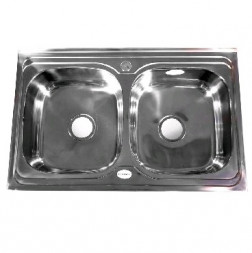 Мойка накладная FABIA 10893 Мойка накладная двойная 80х50 толщина 0,8мм глубина 180 мм+ большой сифон с переливом