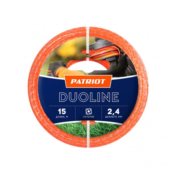 Леска PATRIOT 805401161 D 2,4 мм L 15 м (скрученный квадрат, двухцветная)