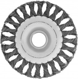 Щетка MATRIX Щетка для УШМ, 125 мм, посадка 22,2 мм, Плоская, крученая проволока 0,5 мм// MATRIX Щетка для УШМ, 125 мм, посадка 22,2 мм, Плоская, крученая проволока 0,5 мм//
