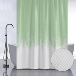 Штора для ванной САНАКС 05-05 Штора с рельефным теснением, принт ПЕРЕХОД - САЛАТОВЫЙ, в ванную комнату, без колец, полиэстер/микрофибра, 180х180 см
