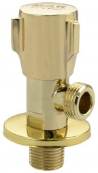 Кран МАК 118 Кран металлокерамика угловой золото 1/2 х1/2 , круглая ручка, с чашкой