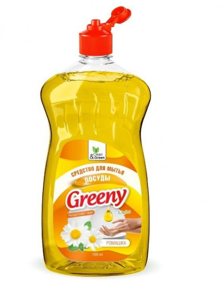 Средство для мытья посуды CLEAN&amp;GREEN CG8157 Greeny Light 1000 мл. Ромашка