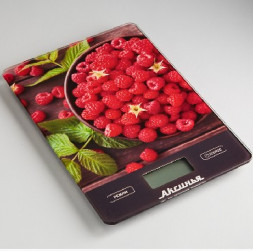 Весы АКСИНЬЯ КС-6502 &quot;Сочная малина&quot; 5 кг, стекло