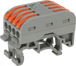 Клемма REXANT (07-5237) Клемма СМК 222-424D проходная 4-полюсная, с креплением на DIN-рейку (0,08-4 мм ) серая (50 шт./уп.)