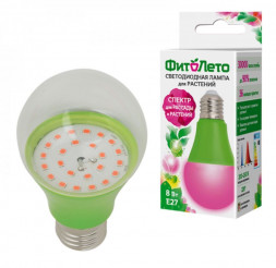 Фито-лампа UNIEL (UL-00004581) для растений LED-A60-8W/SPSB/E27/CL PLP30GR