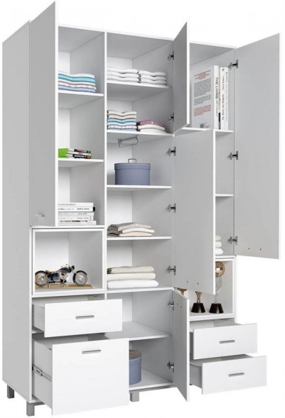 Детская мебель POLINI Шкаф трехсекционный kids Mirum 2330 белый (4 кор.)
