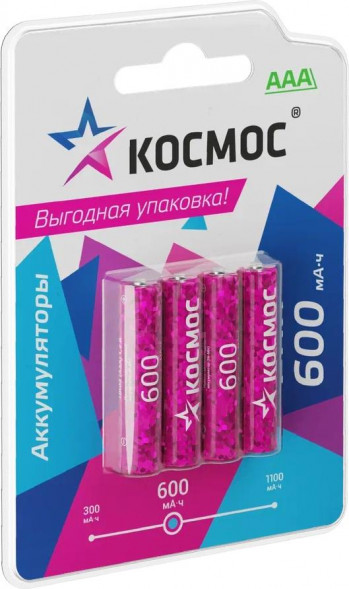 Аккумулятор КОСМОС KOCR03NIMH600mAh4BL фуксия
