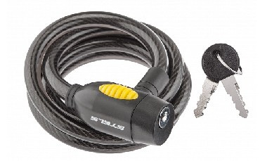 Замок STELS Трос-замок 87112, 12X1500 мм, с ключом, черный 540082 LU089561