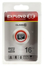 Карта памяти EXPLOYD MicroSDHC 16GB Class10 - б/а [EX0016GCSDHC10-W/A-AD]