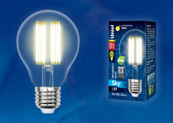 Форма &quot;А&quot; UNIEL (UL-00004870) LED-A70-17W/3000K/E27/CL PLS02WH