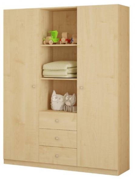 Шкаф POLINI Шкаф трехсекционный Polini kids Simple, натуральный (3кор)