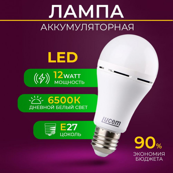 Лампа LUCEM (FLEBL122765L) LM-EBL ,12W 6500K E27, белый