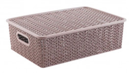 Корзинка VIOLET Корзинка "Вязь" 7,5л 350х 245х105мм с крышкой (розовый нюд) 532111