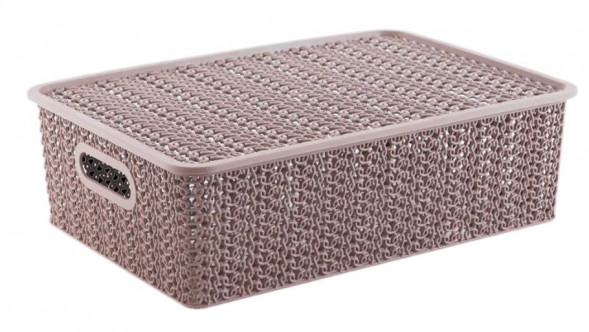 Корзинка VIOLET Корзинка &quot;Вязь&quot; 7,5л 350х 245х105мм с крышкой (розовый нюд) 532111