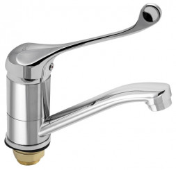 Смеситель для раковины BRIMIX 1022-15 Смеситель для мойки и раковины с медицинской ручкой шаровый гусак 15 см