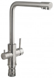 Смеситель кухонный MAGNUS 91121 Смеситель кухонный Г - образный излив, шаровый, МАТОВЫЙ, с двойным выпуском воды для фильтра, из нержавеющей стали марка 304