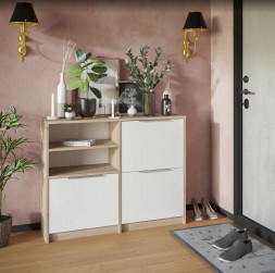 Тумба для обуви МЕБЕЛЬ-КОМПЛЕКС НОРДИК Тумба для обуви исп. 2 Дуб сонома светлый/Белая Аляска