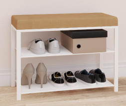 Банкетка ЗМИ Банкетка Торонто 23S (TORONTO 23S banquet&amp;shoes) цвет каркаса белый, цвет сиденья бежевый БТ23СББ