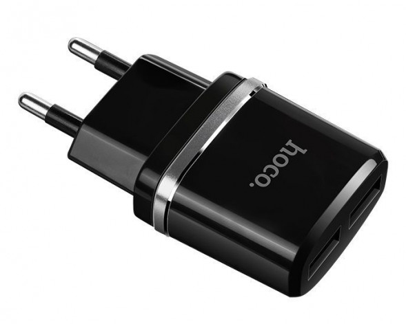 Сетевое зарядное устройство HOCO (6957531063094) C12 2USB 2.4A черный