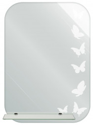 Зеркало САНАКС 40507 Зеркало с матированным рисунком БАБОЧКИ 500х700мм полка 400мм