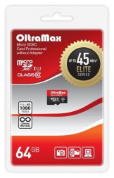 Карта памяти OLTRAMAX 64GB microSDXC Class 10 UHS-1 Elite [OM064GCSDXC10UHS-1-ElU1 w]