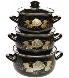Набор кастрюль INTEROS Черное золото Набор 3-х предметный 3040А