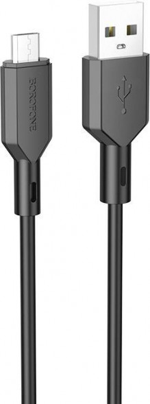 Кабель BOROFONE (6974443384482) BX70mUSB 2.4A microUSB черный - 1,0m