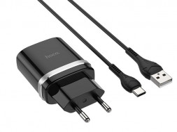 Сетевое ЗУ HOCO (6931474716293) C12Q 1USB 3.0A QC3.0 TYPE-C 1м черный