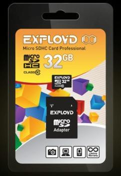 Карта памяти EXPLOYD MicroSDHC 32GB Class10 + адаптер SD