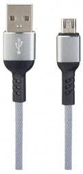 Кабель PERFEO (U4806) USB A вилка - Micro USB вилка, 2.4A, серый, длина 1 м., Micro Premium