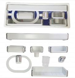 Набор аксессуаров д/ванной комнаты САНАКС 1241 Набор в ванную из 8 предметов белый-хромированный из АБС пластика