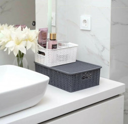 Корзинка VIOLET Корзинка "Вязь" 7,5л 350х 245х105мм с крышкой (серый) 532118