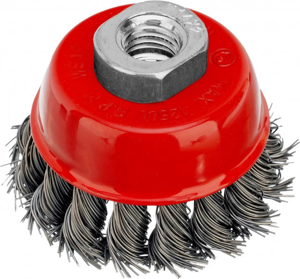 Щетка MATRIX Щетка для УШМ, 65 мм, М14, Чашка, крученая проволока 0,5 мм// MATRIX Щетка для УШМ, 65 мм, М14, Чашка, крученая проволока 0,5 мм//