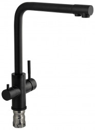 Смеситель кухонный MAGNUS 91120 Смеситель кухонный Г-образный излив, ЧЁРНЫЙ, шаровый, с двойным выпуском воды для фильтра, из нержавеющей стали марка 304