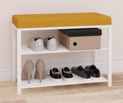 Банкетка ЗМИ Банкетка Торонто 23S (TORONTO 23S banquet&amp;shoes) цвет каркаса белый, цвет сиденья горчичный БТ23СБГ