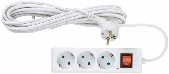 Удлинитель с заземлением DUWI 32059 3 Supraline 3гн. 5м. Белый