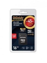 Карта памяти DIGOLDY MicroSDHC 16GB Class 10 UHS-1 Extreme с адаптером (45мб/с)