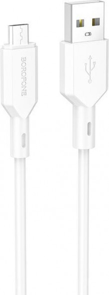 Кабель BOROFONE (6974443384499) BX70mUSB 2.4A microUSB белый - 1,0m