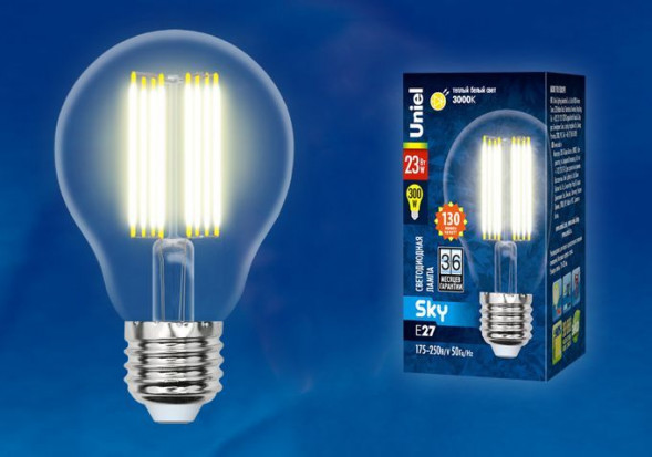 Форма &quot;А&quot; UNIEL (UL-00005897) LED-A70-23W/3000K/E27/CL PLS02WH