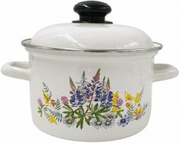Кастрюля ЛЫСЬВА ЛЫСЬВЕНСКИЕ ЭМАЛИ эмал 2,0л 16104АП2 Люпины